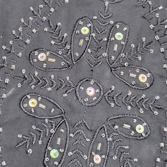 [NWOT] Black Bead/Sequin Elaborate Shirt/Blouse Snap Button Size 4 BCBG MAXAZRIA - Picture 6 of 12